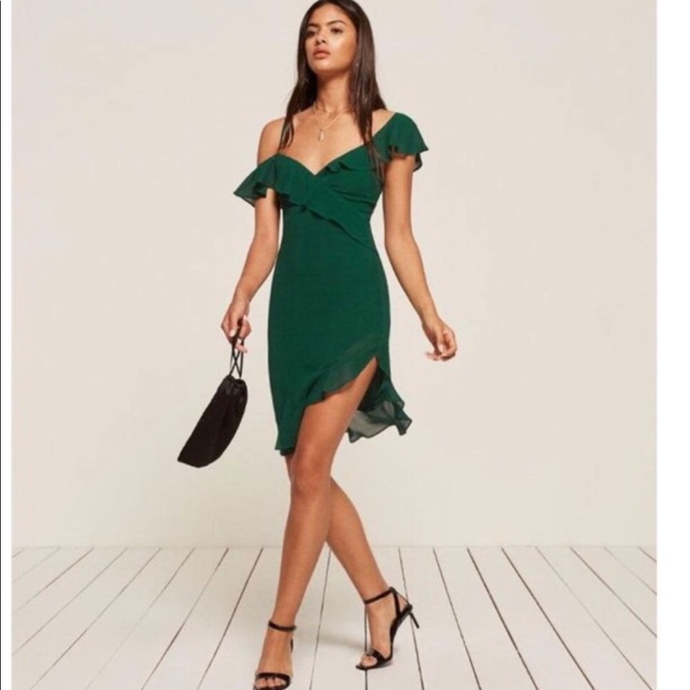 Reformation Adora emerald dress size 6